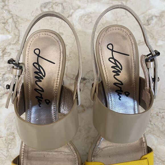 Lanvin Platform Heeled Leather Sandals Made in Italy - Picture 5 of 16